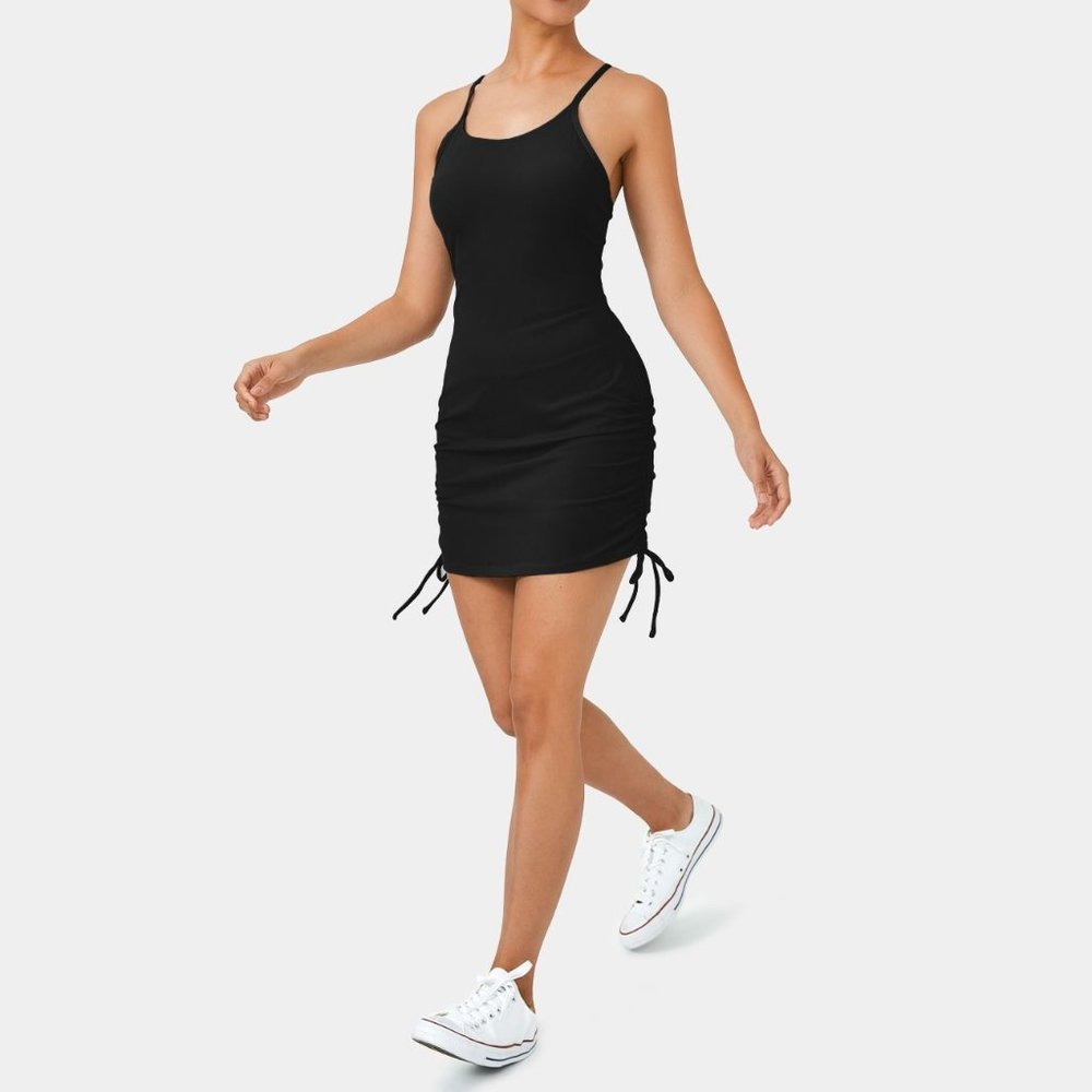 Halara - Padded Side Drawstring Backless Crisscross 2-Piece Set Sports Dress, XL